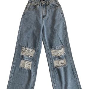 Momokrom wide leg distressed jeans women’s size 4